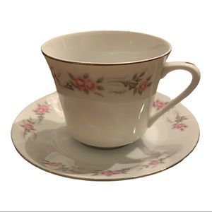 Diamond China Japan Pageant Pink Rose Cup & Saucer